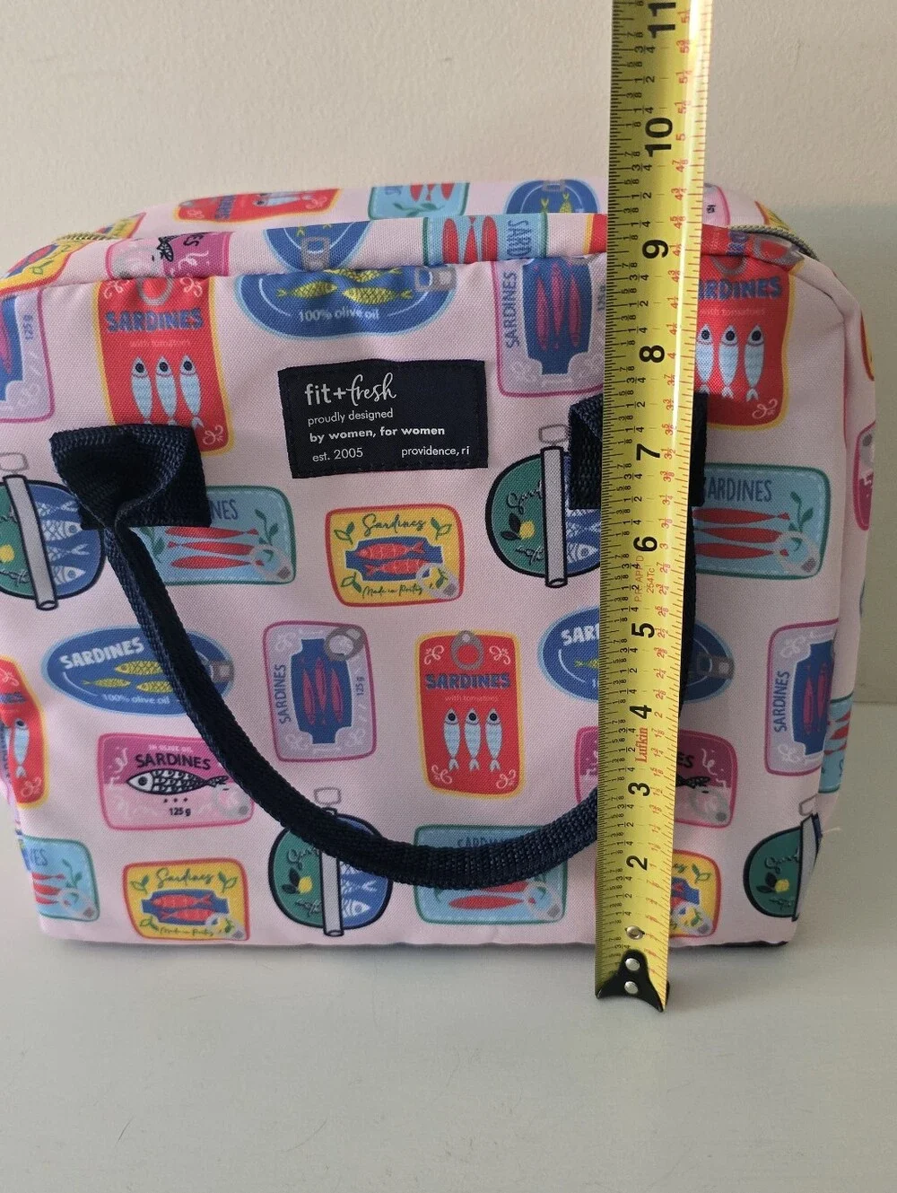 Fit + Fresh Pink Sardine Print Lunch Bag Tote